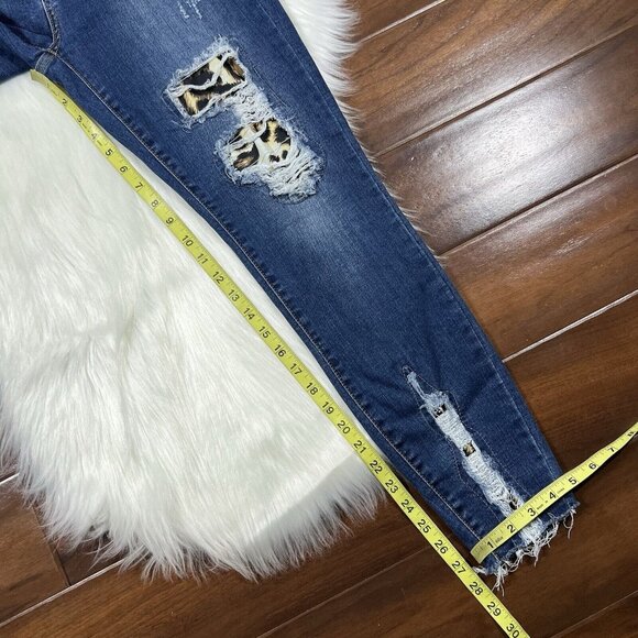 Judy Blue Women's Size 9 / 29 Leopard Patch Skinny Fit Denim Jeans‎ - Picture 6 of 10